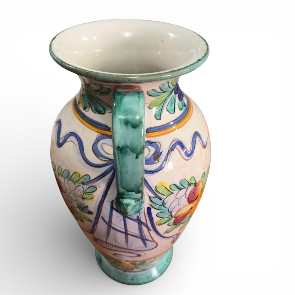 Vintage‎ Hand Painted Ceramic Vase Floral Majolica Art Pottery Decorative Urn - Picture 6 of 12